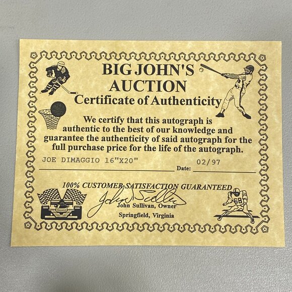 Signed Original Authenticated Joe DiMaggio Yankees MLB Baseball Autograph - Picture 2 of 5